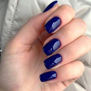 Nails 24 Blue Fake Press On Kit Glossy Style Manicure Sexy Glam Reusable